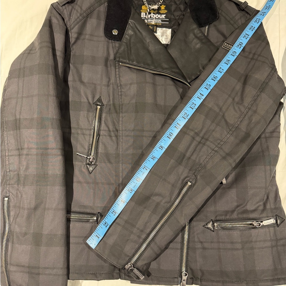 Barbour Black/Grey Plaid Asymmetric Moto Jacket NEW - Picture 9 of 10